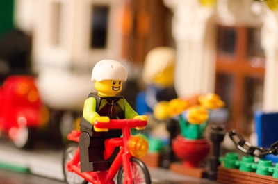 Lego character ride bicycle
